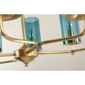 Fine Brass 6 Light Chandelier with Glass Shades