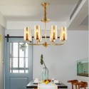 Fine Brass 8 Light Chandelier with Glass Shades