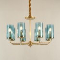 Fine Brass 8 Light Chandelier with Glass Shades