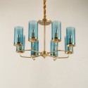 Fine Brass 8 Light Chandelier with Glass Shades