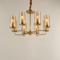 Fine Brass 8 Light Chandelier with Glass Shades