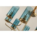 Fine Brass 8 Light Chandelier with Glass Shades