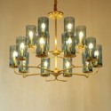 Fine Brass 16 Light Chandelier with Glass Shades