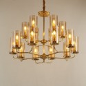 Fine Brass 16 Light Chandelier with Glass Shades