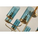 Fine Brass 16 Light Chandelier with Glass Shades