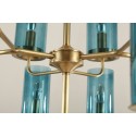 Fine Brass 16 Light Chandelier with Glass Shades