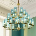 30 Light Fine Brass Chandelier with Glass Shades