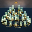 30 Light Fine Brass Chandelier with Glass Shades