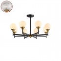 Fine Brass Black 8 Light Chandelier with Ball Glass Shades