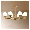 Fine Brass Black 8 Light Chandelier with Ball Glass Shades