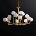 Fine Brass 16 Light Chandelier with Glass Shades