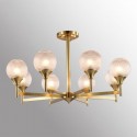 Fine Brass Black 8 Light Chandelier with Ball Glass Shades