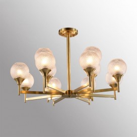 Fine Brass 12 Light Chandelier with Ball Glass Shades