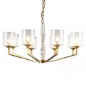 Fine Brass 8 Light Chandelier with Glass Shades