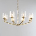 Fine Brass 8 Light Chandelier with Glass Shades