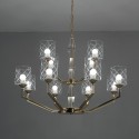 Two Tiers Fine Brass 12 Light Chandelier with Glass Shades