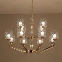 Two Tiers Fine Brass 12 Light Chandelier with Glass Shades