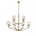 Two Tiers Fine Brass 12 Light Chandelier with Glass Shades