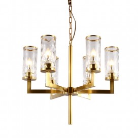 Fine Brass 6 Light Chandelier with Glass Shades