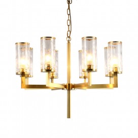 Fine Brass 8 Light Chandelier with Glass Shades