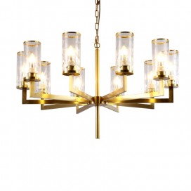 Fine Brass 10 Light Chandelier with Glass Shades