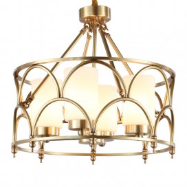 Drum Fine Brass 4 Light Chandelier with Glass Shades