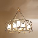 Drum Fine Brass 8 Light Chandelier with Glass Shades