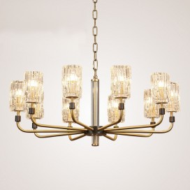 Fine Brass 10 Light Chandelier with Glass Shades