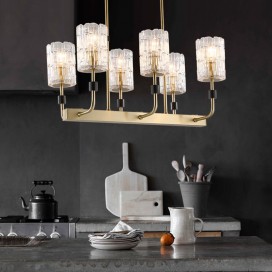 Fine Brass 6 Light Chandelier with Glass Shades