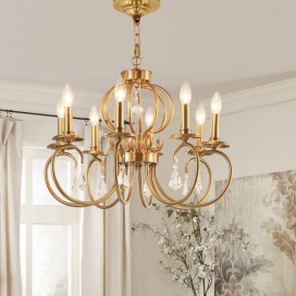 Fine Brass 8 Light Crystal Candle Style Chandelier