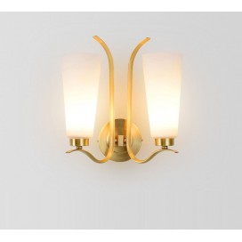 Fine Brass 2 Light Wall Sconce with Glass Shades