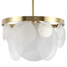 Fine Brass 6 Light Chandelier with Glass Shades