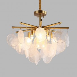 Fine Brass 8 Light Chandelier with Glass Shades