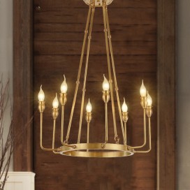 Candle Style Fine Brass 8 Light Chandelier