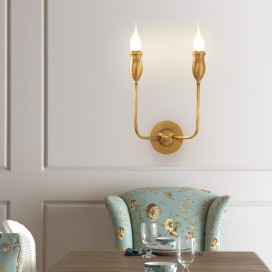 Candle Style Fine Brass 2 Light Wall Sconce