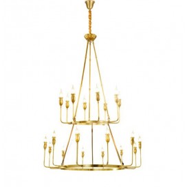 Candle Style Fine Brass 20 (12+8) Light Two Tiers Chandelier