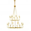 Candle Style Fine Brass 20 (12+8) Light Two Tiers Chandelier