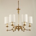 Fine Brass 6 Light Crystal Chandelier with Fabric Shades