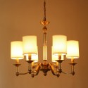 Fine Brass 6 Light Crystal Chandelier with Fabric Shades