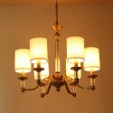 Fine Brass 6 Light Crystal Chandelier with Fabric Shades