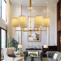 Fine Brass Crystal Chandelier with Fabric Shades