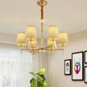 Fine Brass Crystal Chandelier with Fabric Shades