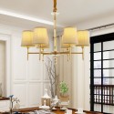 Fine Brass Crystal Chandelier with Fabric Shades