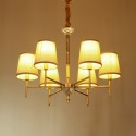 Fine Brass Crystal Chandelier with Fabric Shades