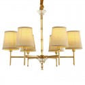 Fine Brass Crystal Chandelier with Fabric Shades