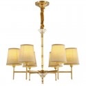 Fine Brass Crystal Chandelier with Fabric Shades