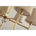 Fine Brass Crystal Chandelier with Fabric Shades