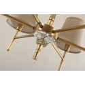 Fine Brass Crystal Chandelier with Fabric Shades