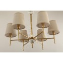 Fine Brass Crystal Chandelier with Fabric Shades