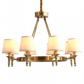 Fine Brass 8 Light Chandelier with Fabric Shades